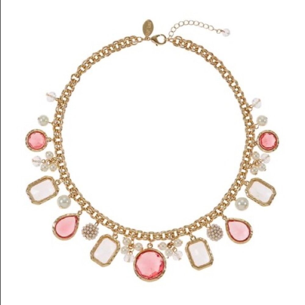 WHBM CORAL & PEARL CHARM NECKLACE - Picture 2 of 5